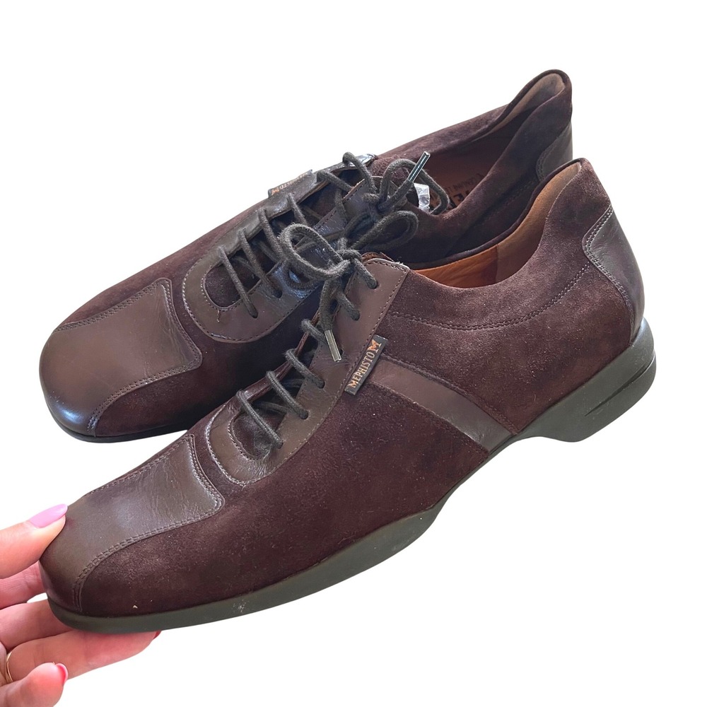 Mephisto Air-Relax Oxford Men 11 Brown Suede Leather Minimalist Walking Shoes